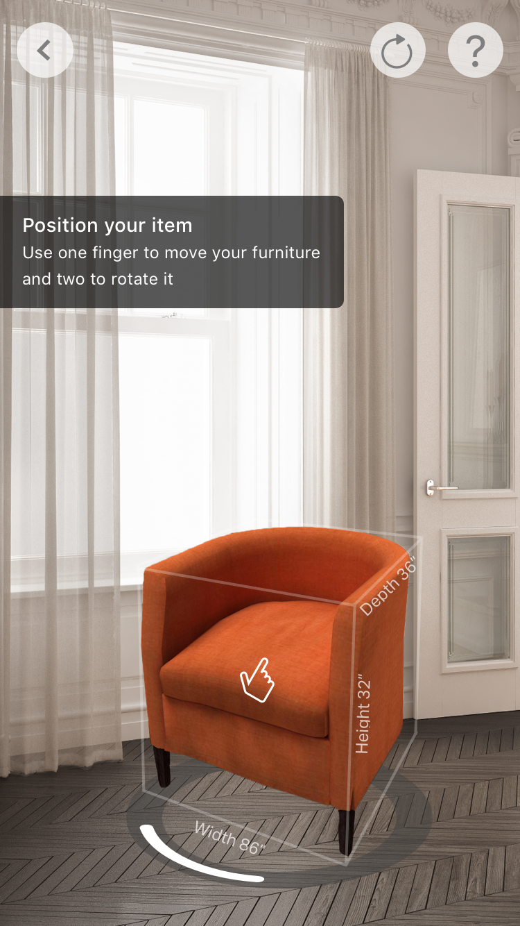 3D Showroom instructions: position furniture